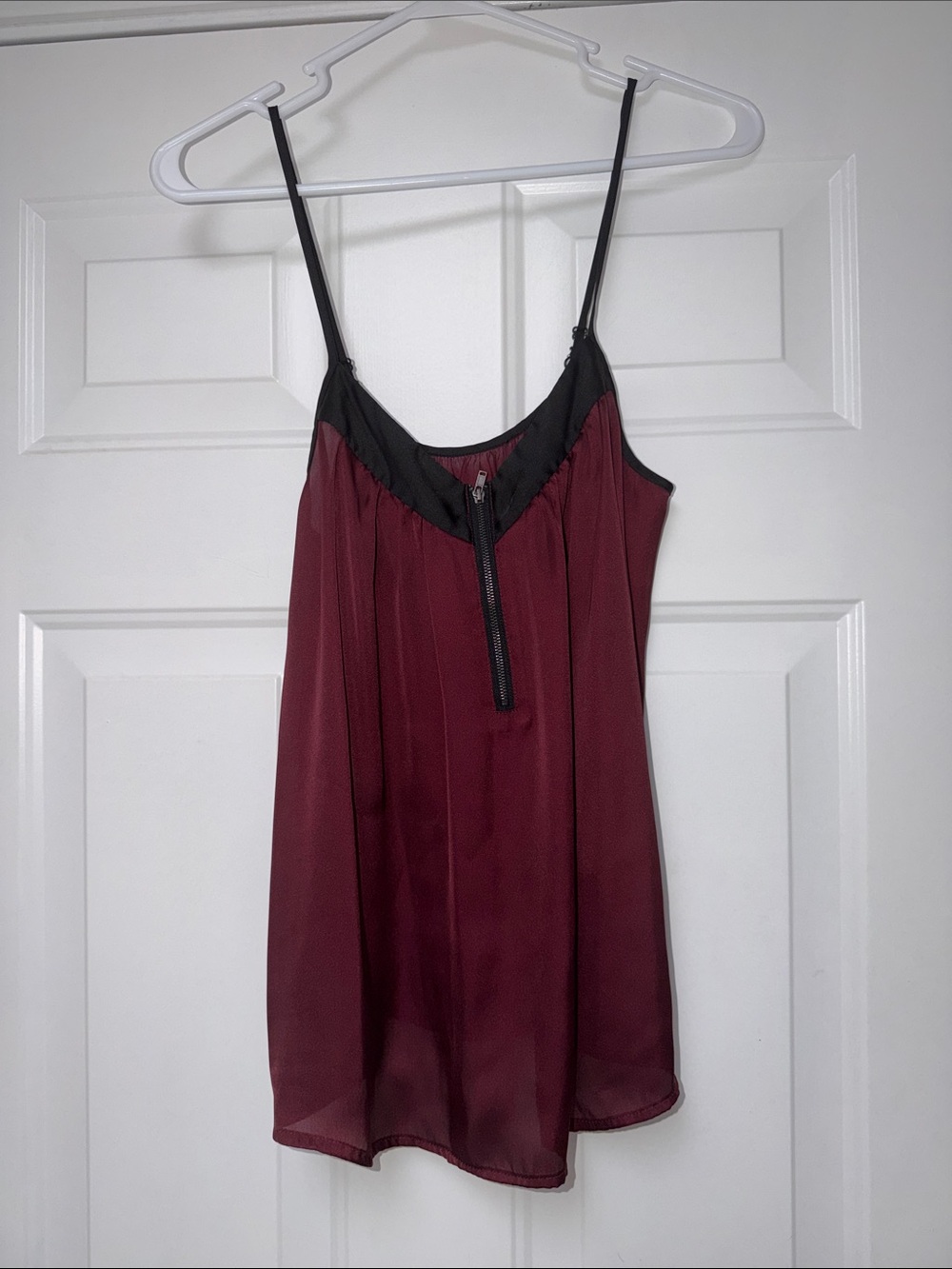 Women's Burgundy Slip Tank with Black Trim